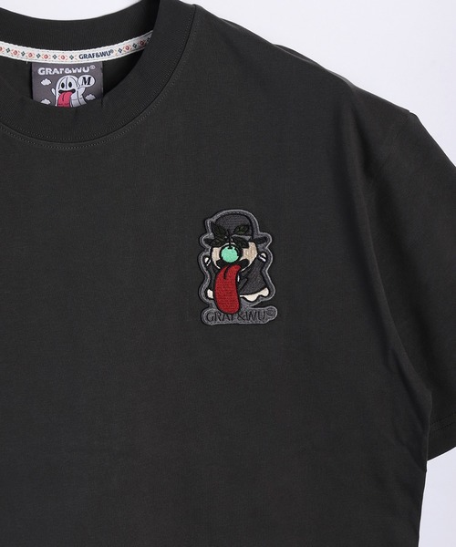 

Футболка классическая с коротким рукавом, принт, вышивка GRAF&WU, темно-серый