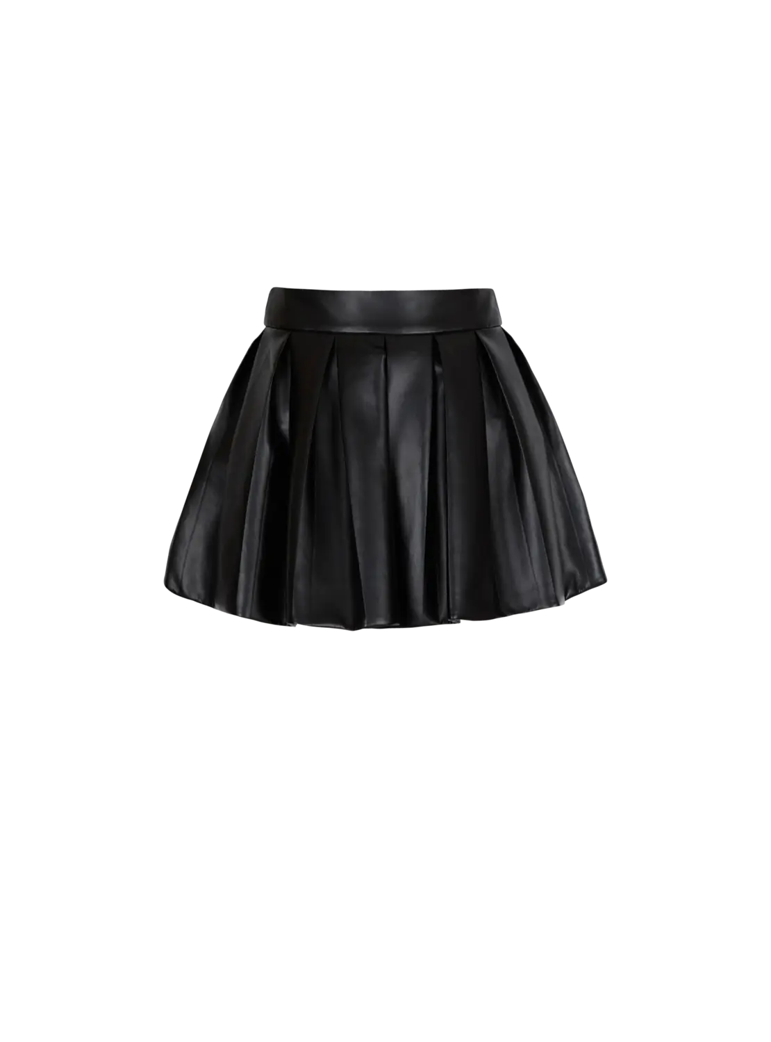 

Короткая плиссированная юбка из искусственной кожи Balmain, черный