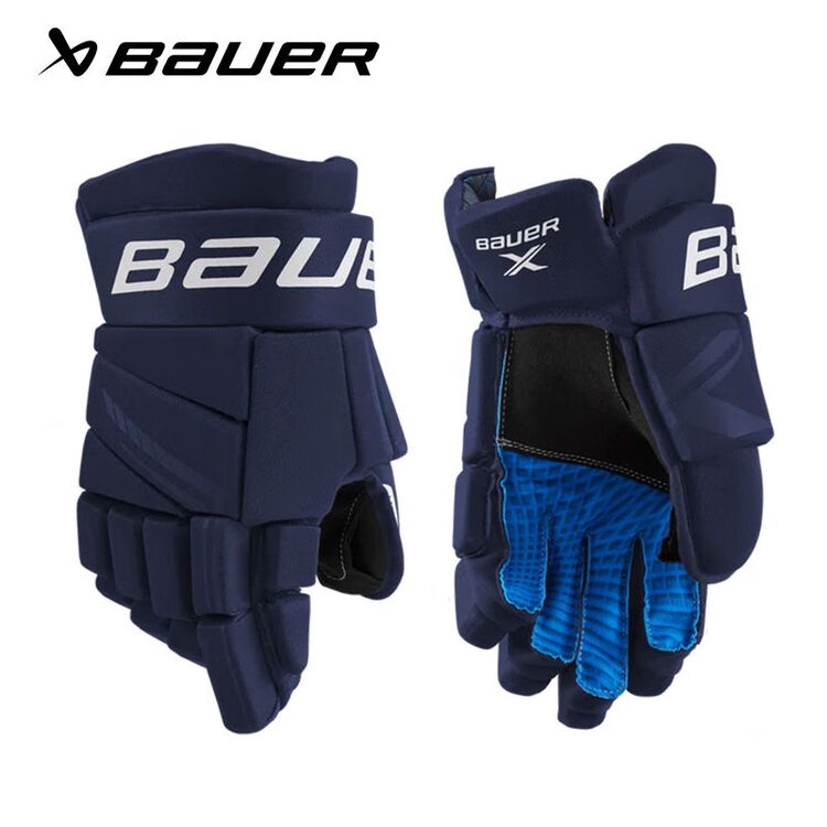 

BAUER Детские хоккейные перчатки S21 X для роликов, сухопутное снаряжение, S21_X [Темно-синий], 11 дюймов, рост ~140 см