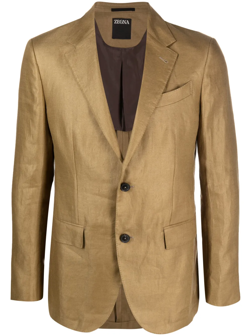 

Льняной однобортный пиджак Zegna, зеленый