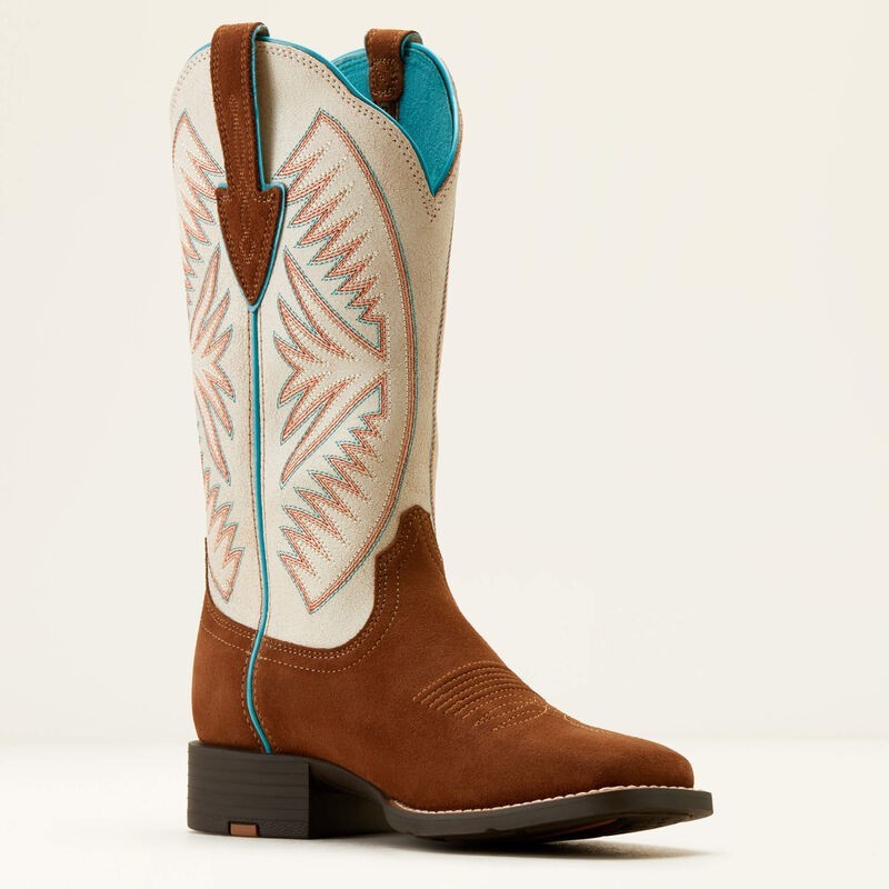 Женские сапоги ARIAT Ruidoso в ковбойском стиле с вышивкой, коричнево-белый