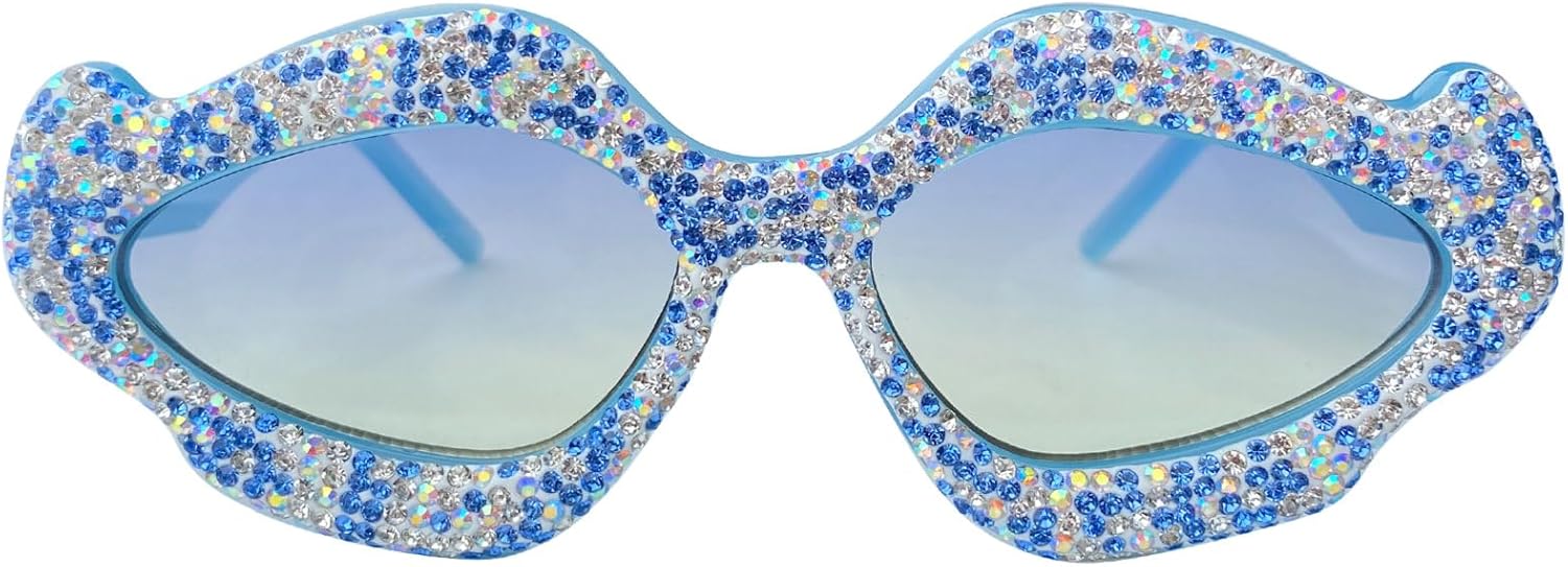 

Женские овальные солнцезащитные очки со стразами, 2024 год. Стильная нестандартная форма, кристально чистые бриллиантовые оправы, ювелирный дизайн. Женские очки mincl, Blue