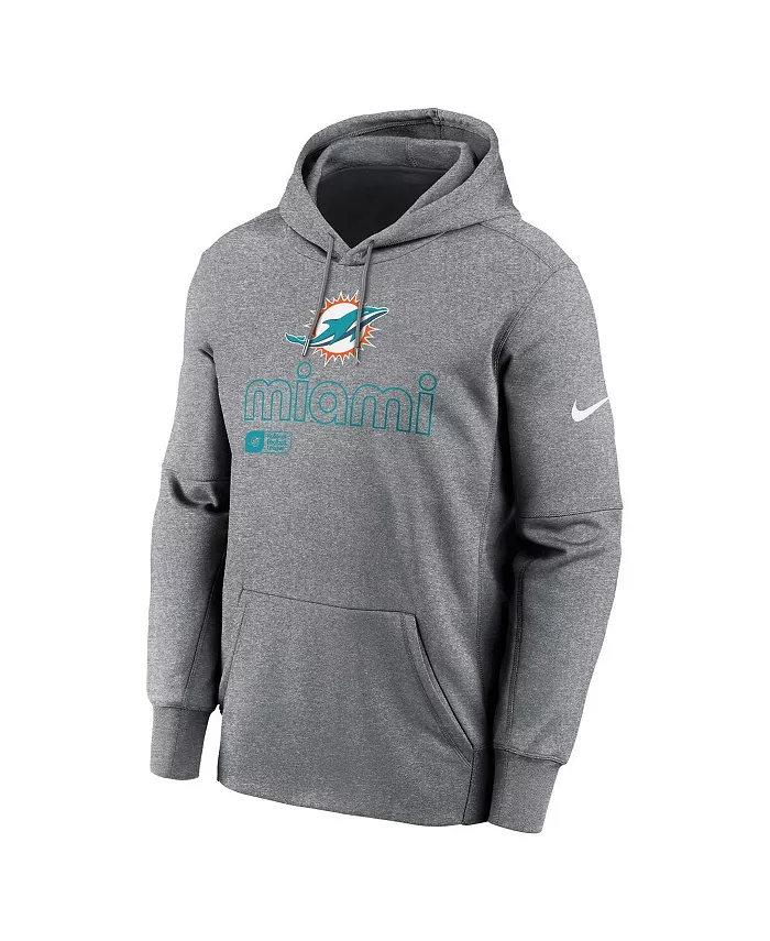 Мужская серая худи с капюшоном Miami Dolphins Big Tall Performance Pullover Nike — фото 2