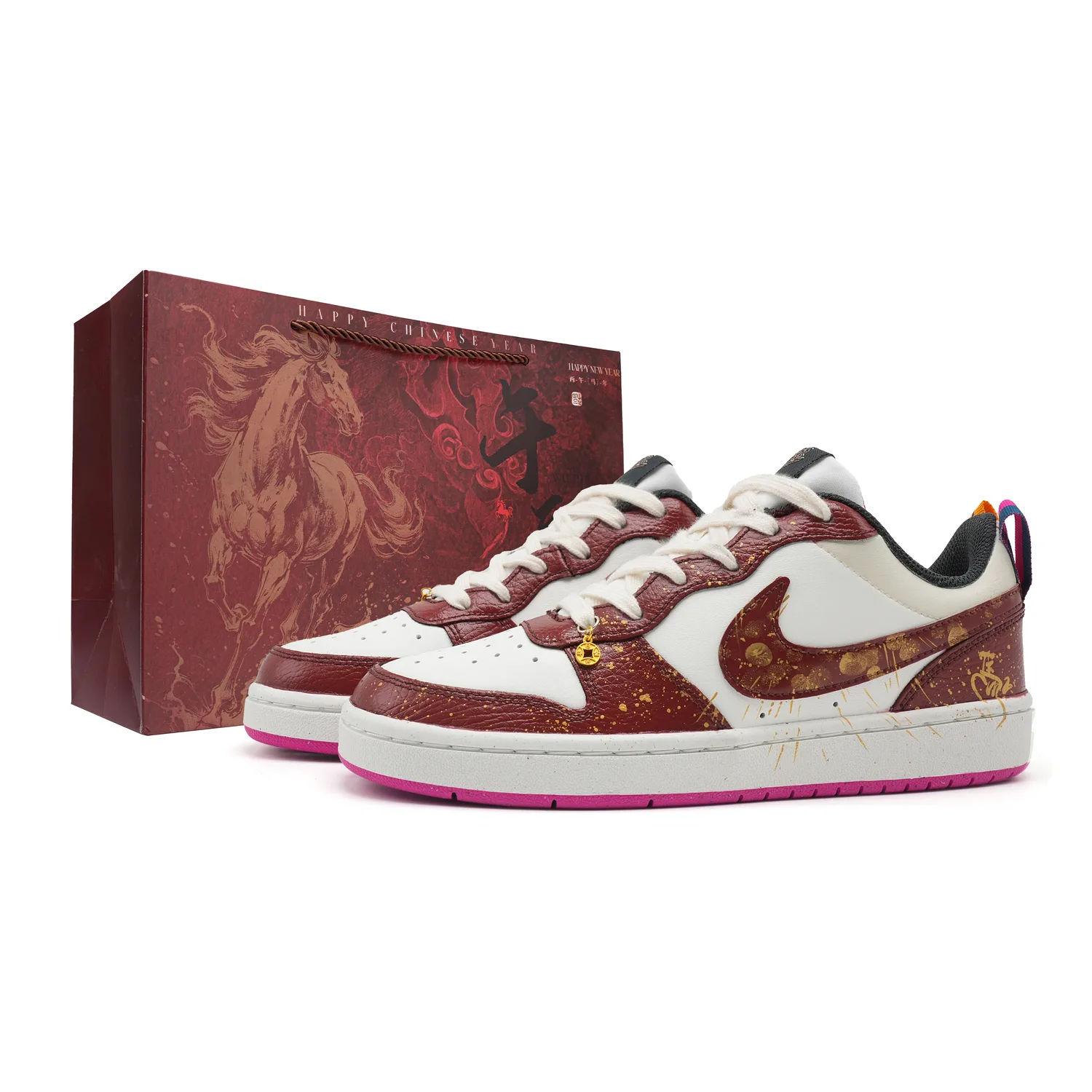 Nike Кроссовки для скейтбординга Court Borough Red Flame Welcomes The New Year низкие, устойчивые к истиранию, красные, для подростков