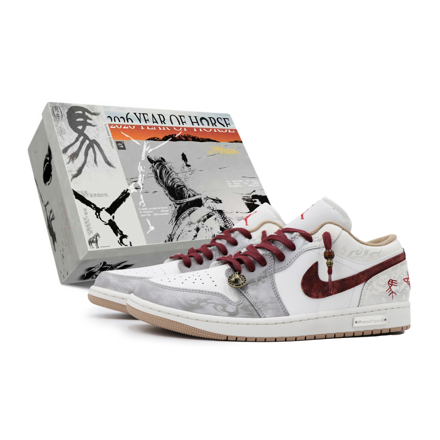 

Jordan Мужские баскетбольные кроссовки Air 1 с низким верхом, износостойкие, винтажные, серый с красным