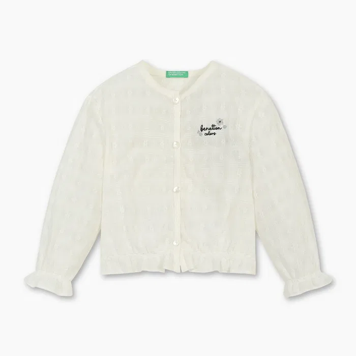 Детский кардиган с цветочным узором, цвет айвори, от Benetton Kids — фото 2