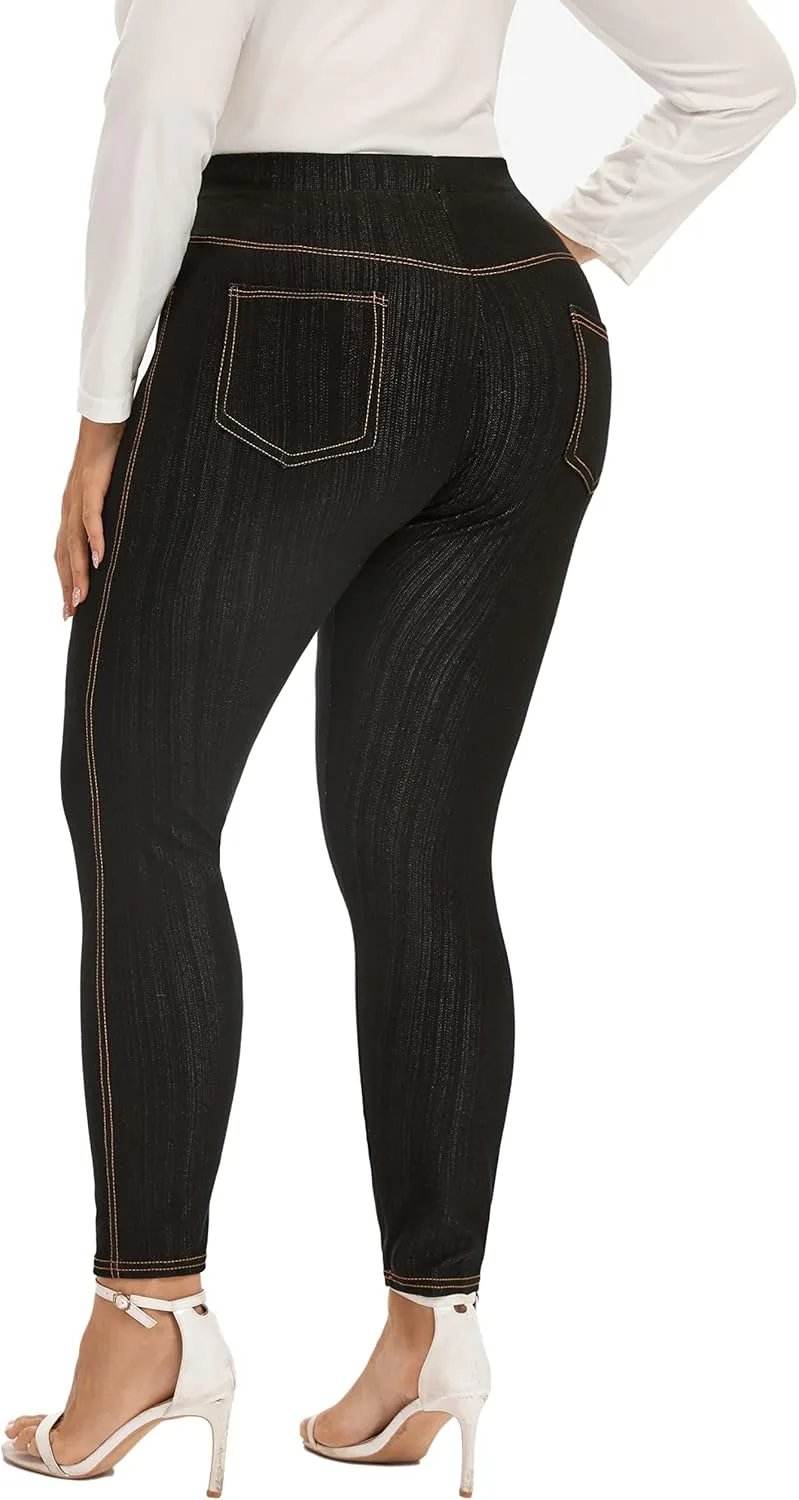

ELISS Women's Plus Size джинсы-леггинсы Stretch High Waisted Denim Skinny Pull-on с карманами (1X-4X)
