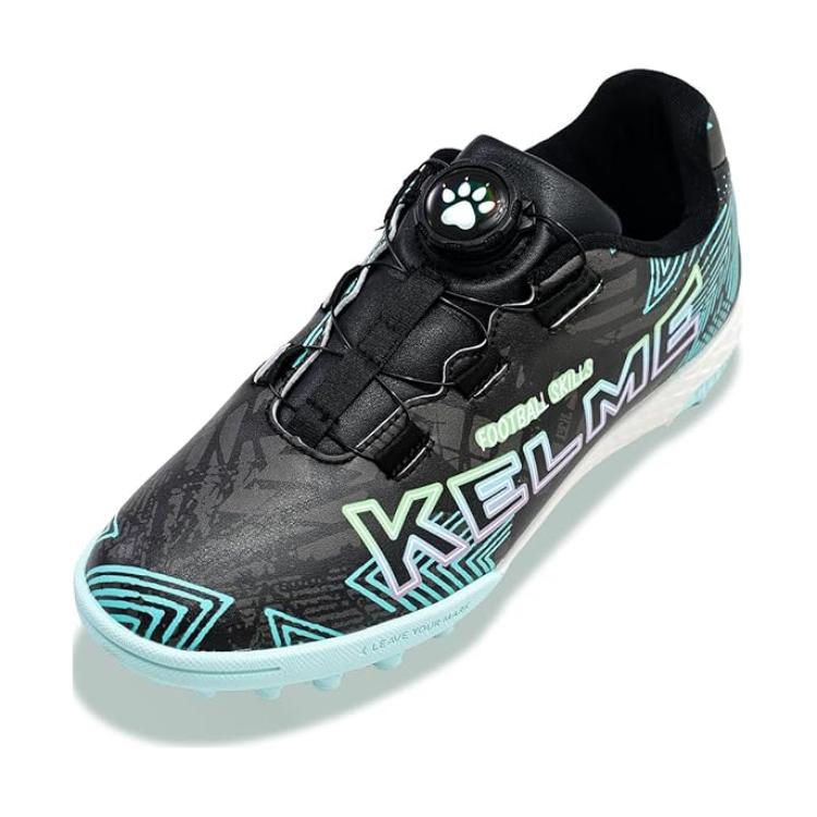 Антискользящие износостойкие низкие детские футбольные бутсы Black Green Kids' KELME — фото 4