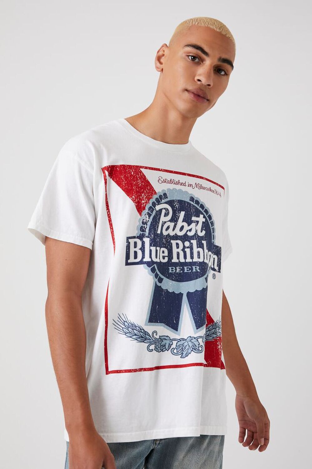 

Пивная футболка Pabst Blue Ribbon Forever 21, белый