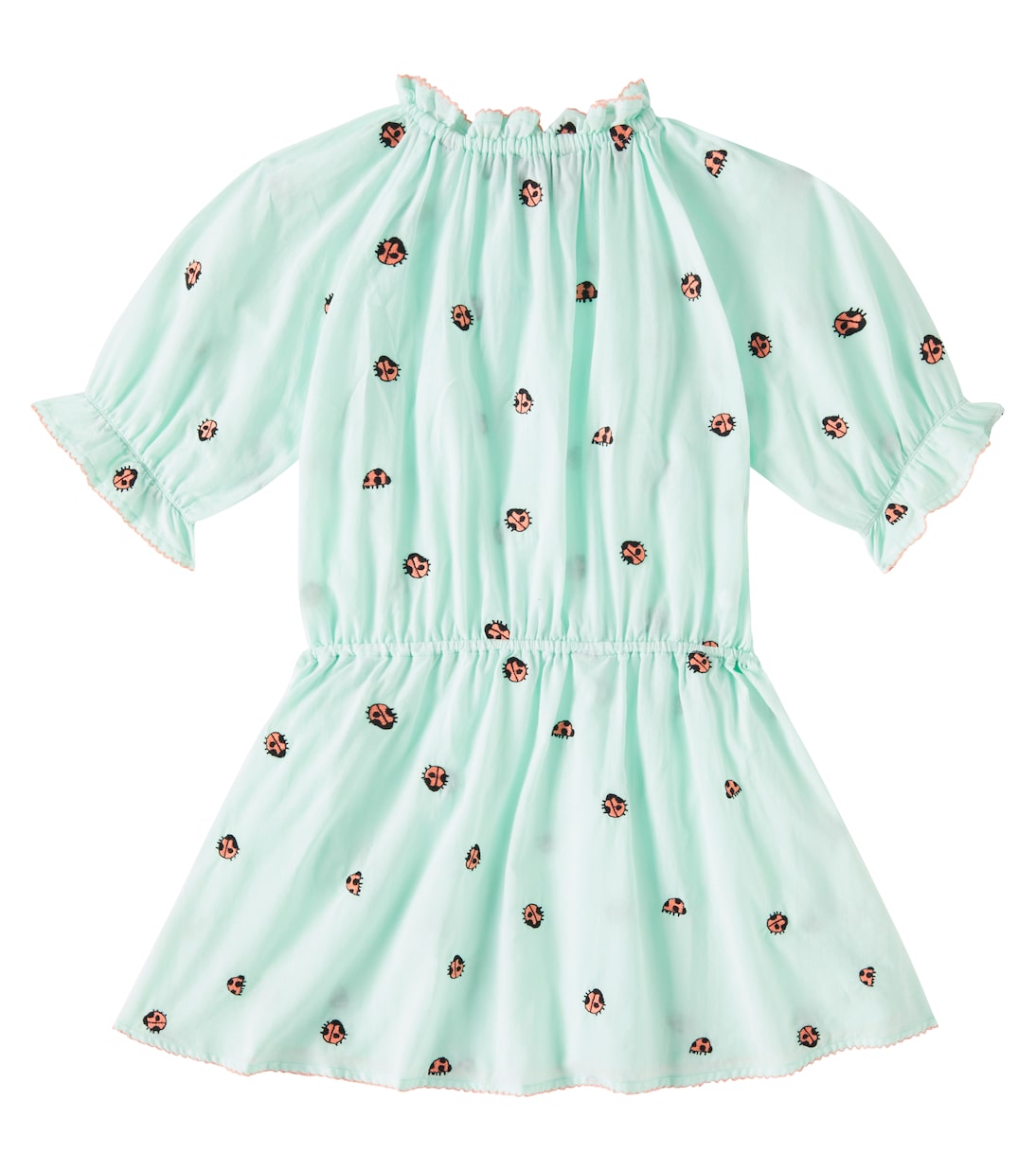 Вышитое хлопковое платье Stella McCartney Kids, Verdino/Embroidery — фото 4