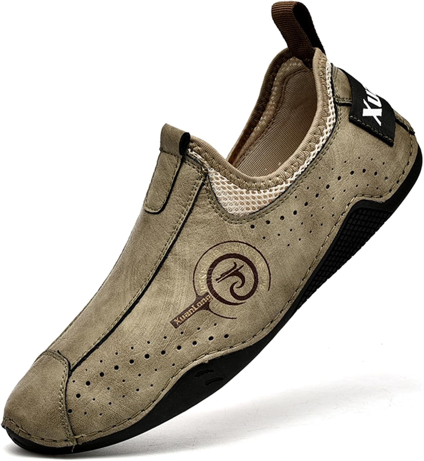 

Мужские мягкие кожаные кроссовки Abborora, слипоны, повседневные лоферы, комфортные, дышащие, для ходьбы и вождения, хаки