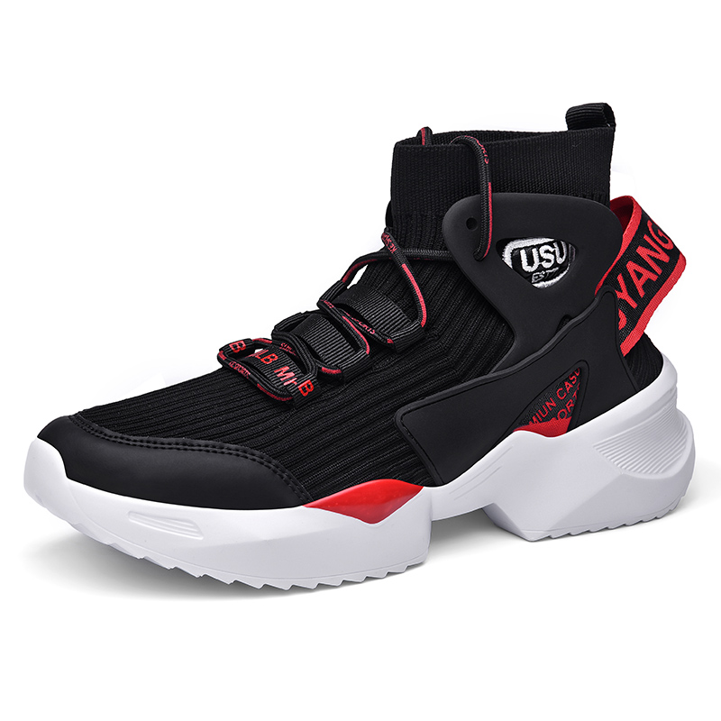 

Абразивостойкие поддерживающие высотаувеличивающие высокие массивные кроссовки unisex BIANSULONG, черный/красный