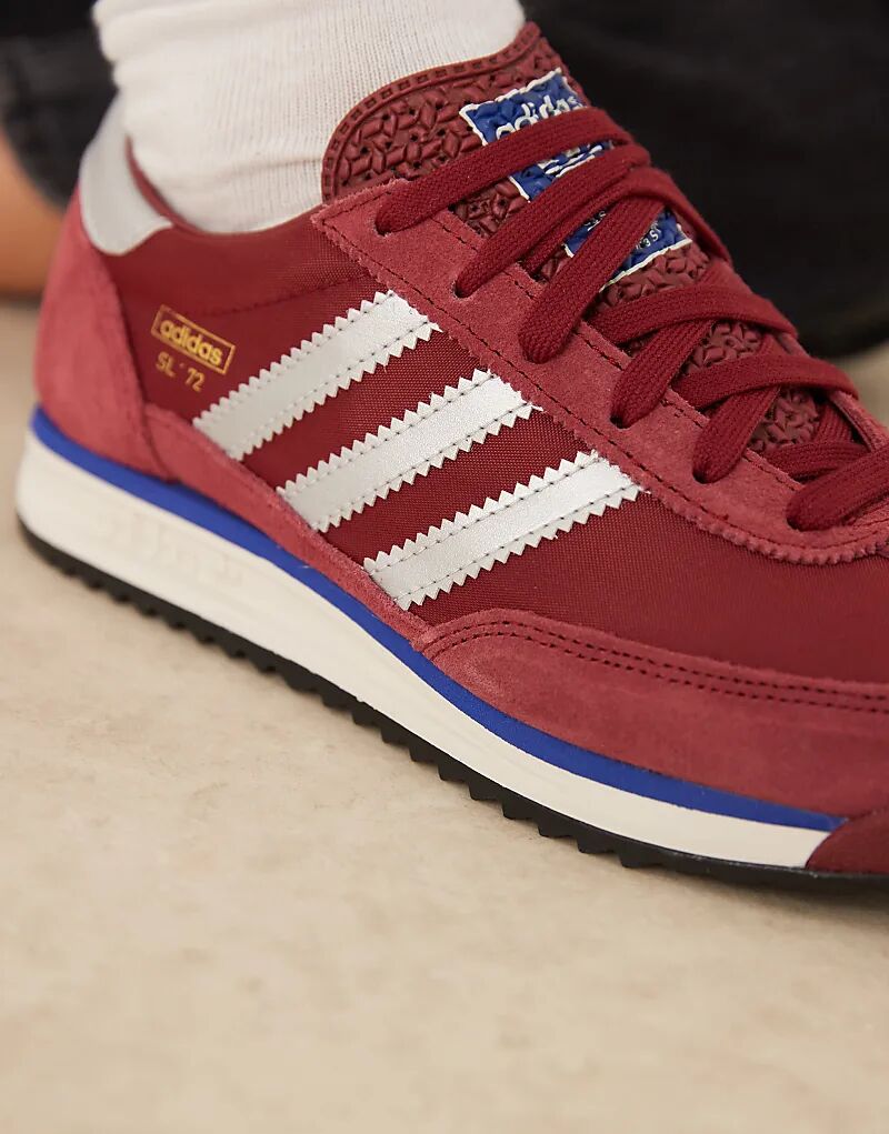 Кроссовки Adidas Originals SL 72 RS бордового и серебристого цвета — фото 4