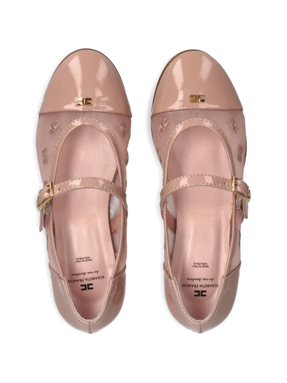 Балетки с пряжками Elisabetta Franchi La Mia Bambina, бежевый — фото 3