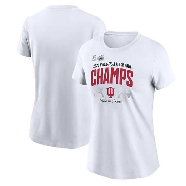 

Женская белая футболка Indiana Hoosiers College Football Playoff 2026 Peach Bowl Champions Nike, Белый, Женская белая футболка Indiana Hoosiers College Football Playoff 2026 Peach Bowl Champions Nike