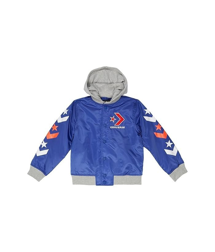 

Детская куртка-бомбер Converse Star Chevron, с длинными рукавами и капюшоном, синяя, модель GBO307