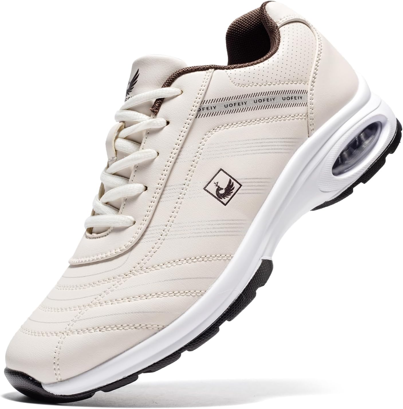 

Мужские профессиональные туфли на шнуровке с поддержкой свода стопы, повседневные противоскользящие гольф-туфли без шипов, спортивная обувь для прогулок и активного отдыха U.Ofeiy, бежевый