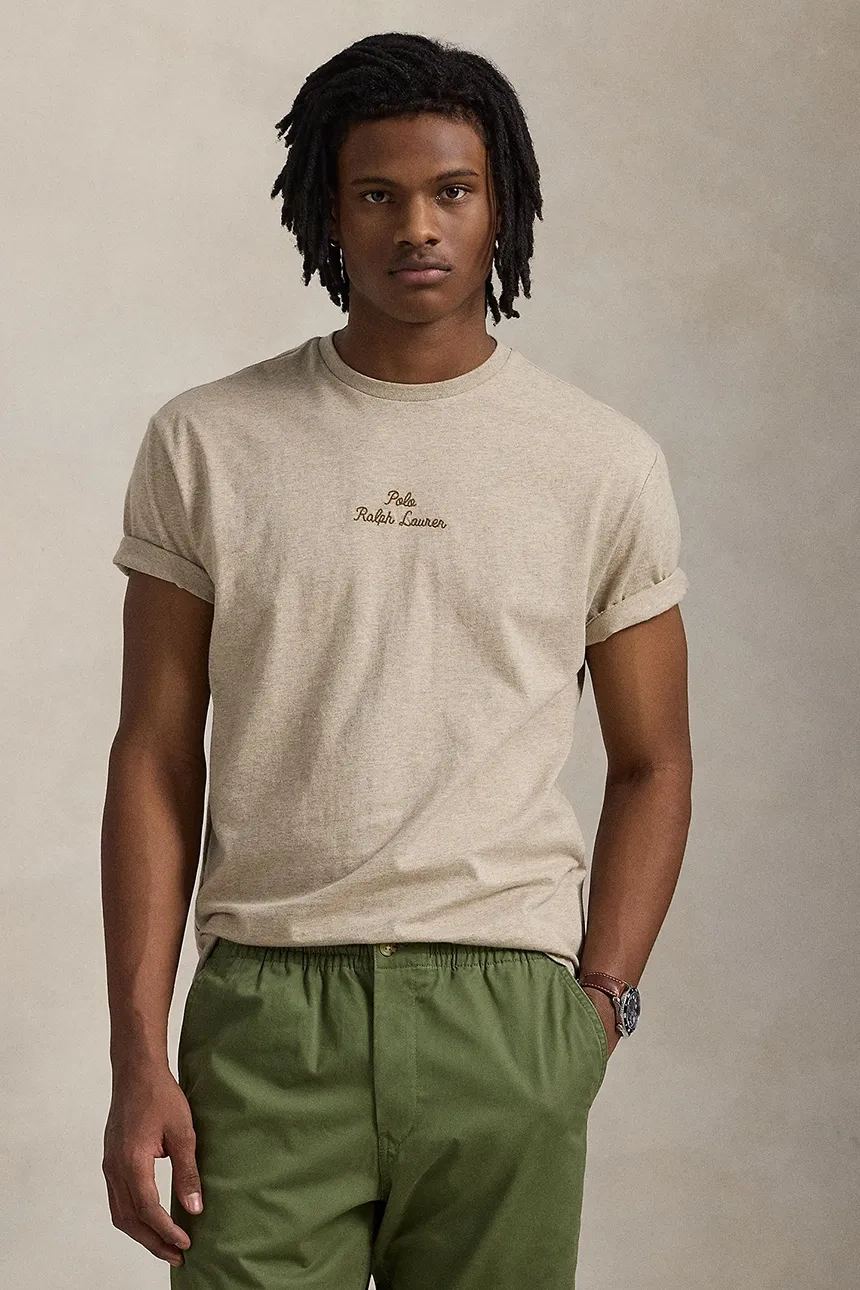 

Хлопковая футболка Polo Ralph Lauren, бежевый