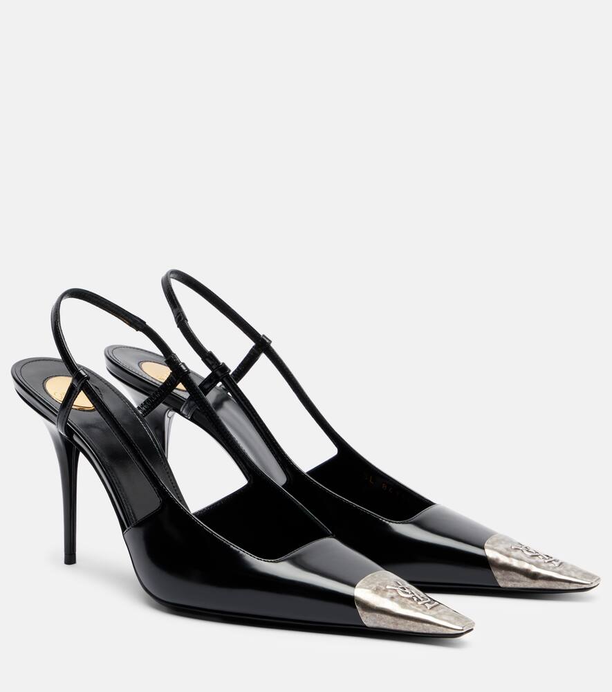 Женские кожаные туфли-лодочки Jeanne 90 на ремешке Saint Laurent, Noir