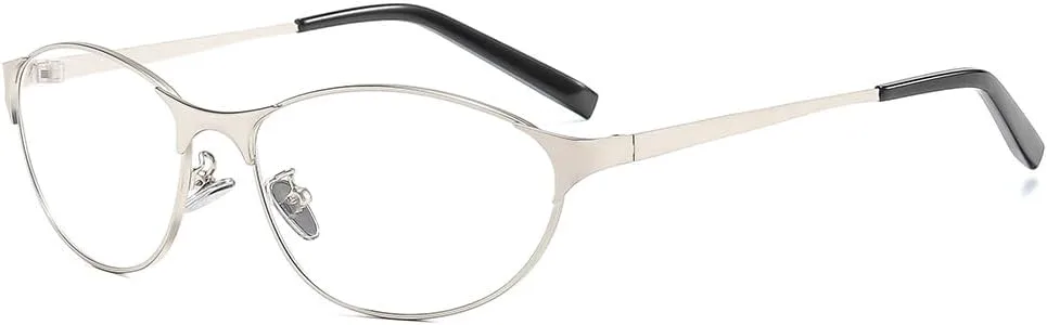 

Овальные солнцезащитные очки «кошачий глаз» для женщин, модные узкие ретро-очки в стиле 90-х, винтажные, в маленькой металлической оправе Generic, Silver