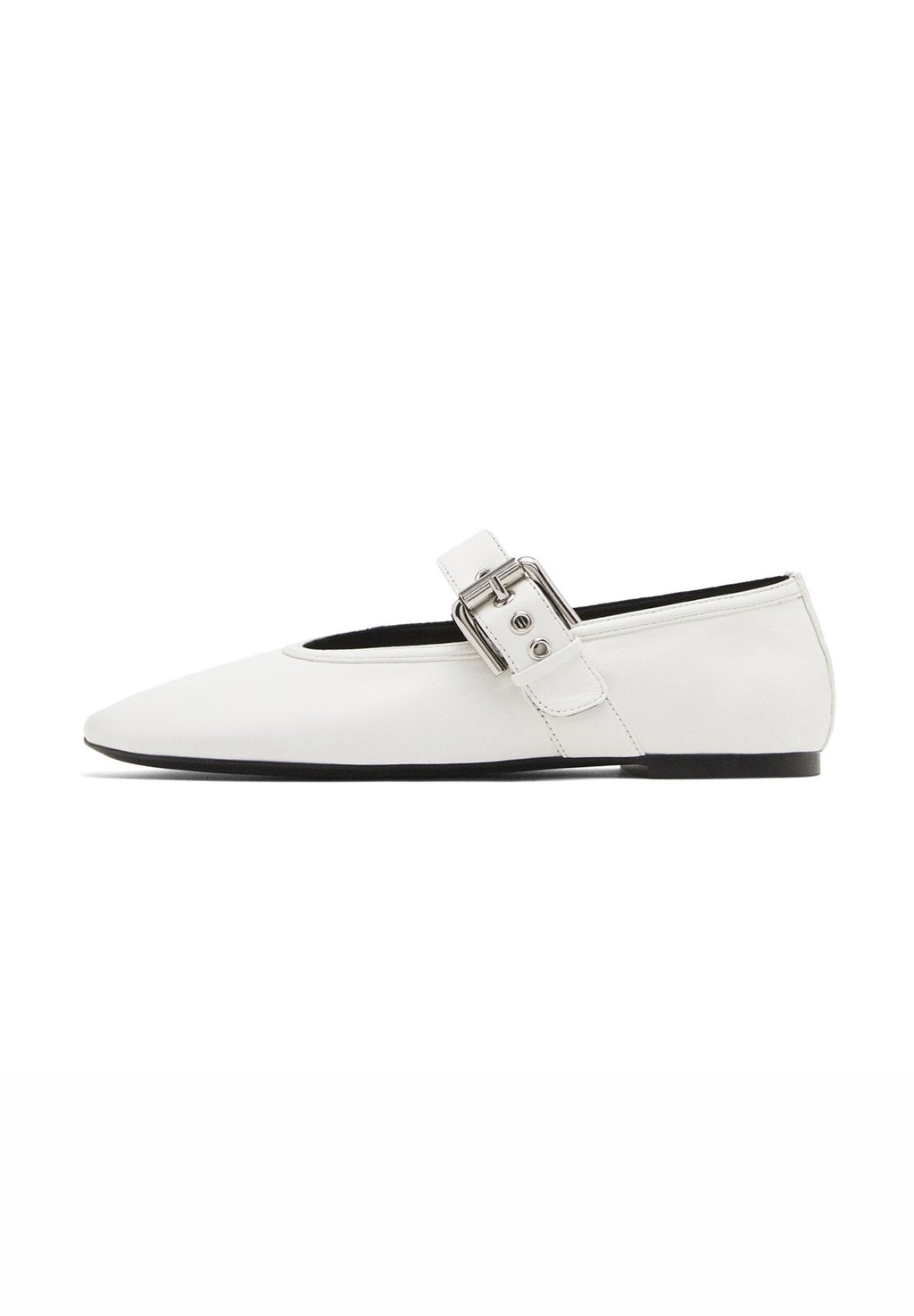 Балетки с ремешком на щиколотке SOFT FLATS WITH BUCKLE Massimo Dutti, белый
