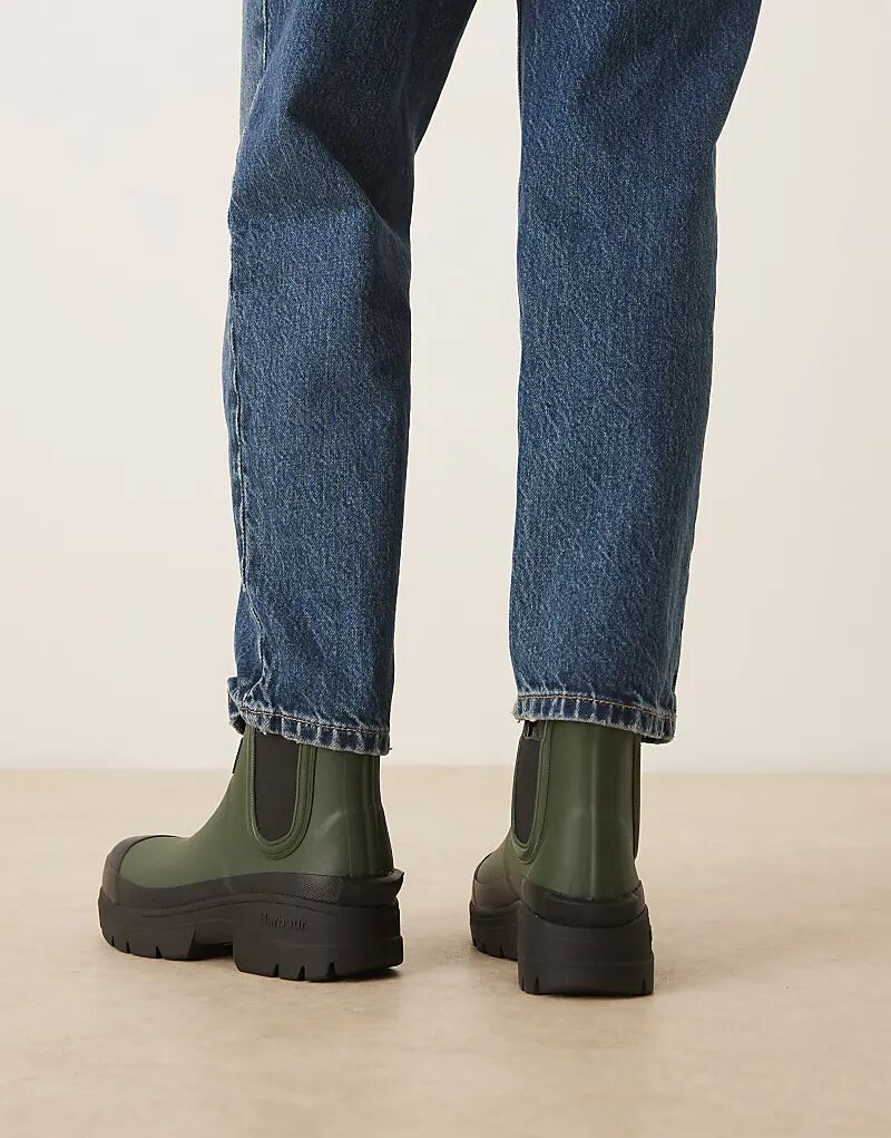 Короткие резиновые сапоги Barbour Nimbus chelsea оливково-зеленого/черного цвета — фото 4