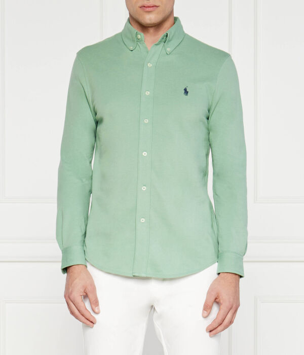 

Рубашка мужская Polo Ralph Lauren хлопковая с логотипом, зеленый
