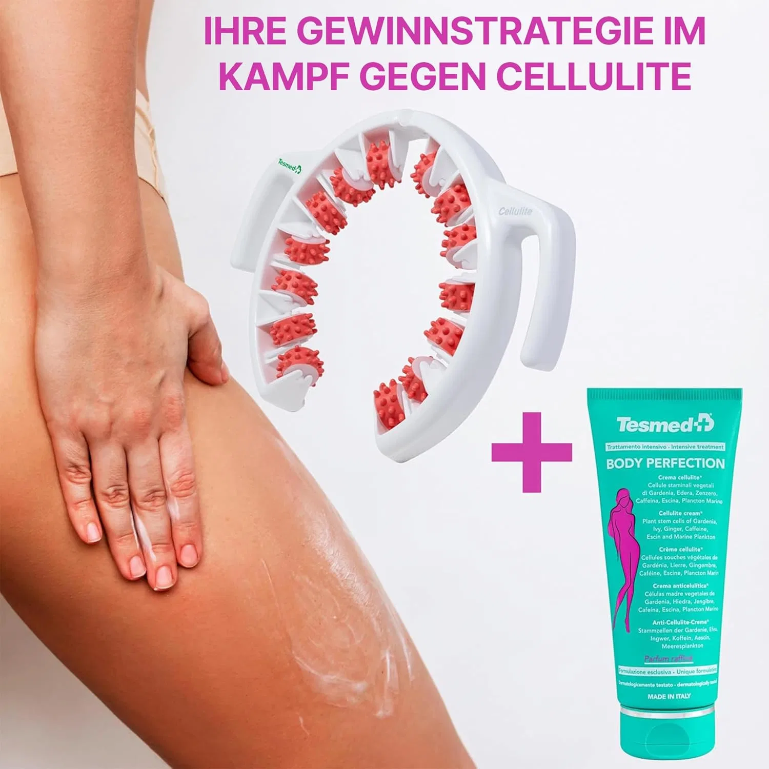 Антицеллюлитный массажер Tesmed Cellulite розовый с кремом TESMED Body Perfection Tesmed — фото 2
