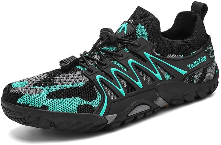 

Мужские походные водные туфли Быстросохнущие Нескользящие кроссовки Легкие дышащие кроссовки для трейлового бега, треккинга, рыбалки, прогулок по реке, пляжу и кемпинга Qacksv, синий