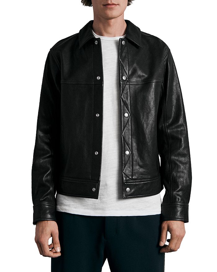 

Кожаная куртка водителя грузовика свободного кроя Owen rag & bone, черный