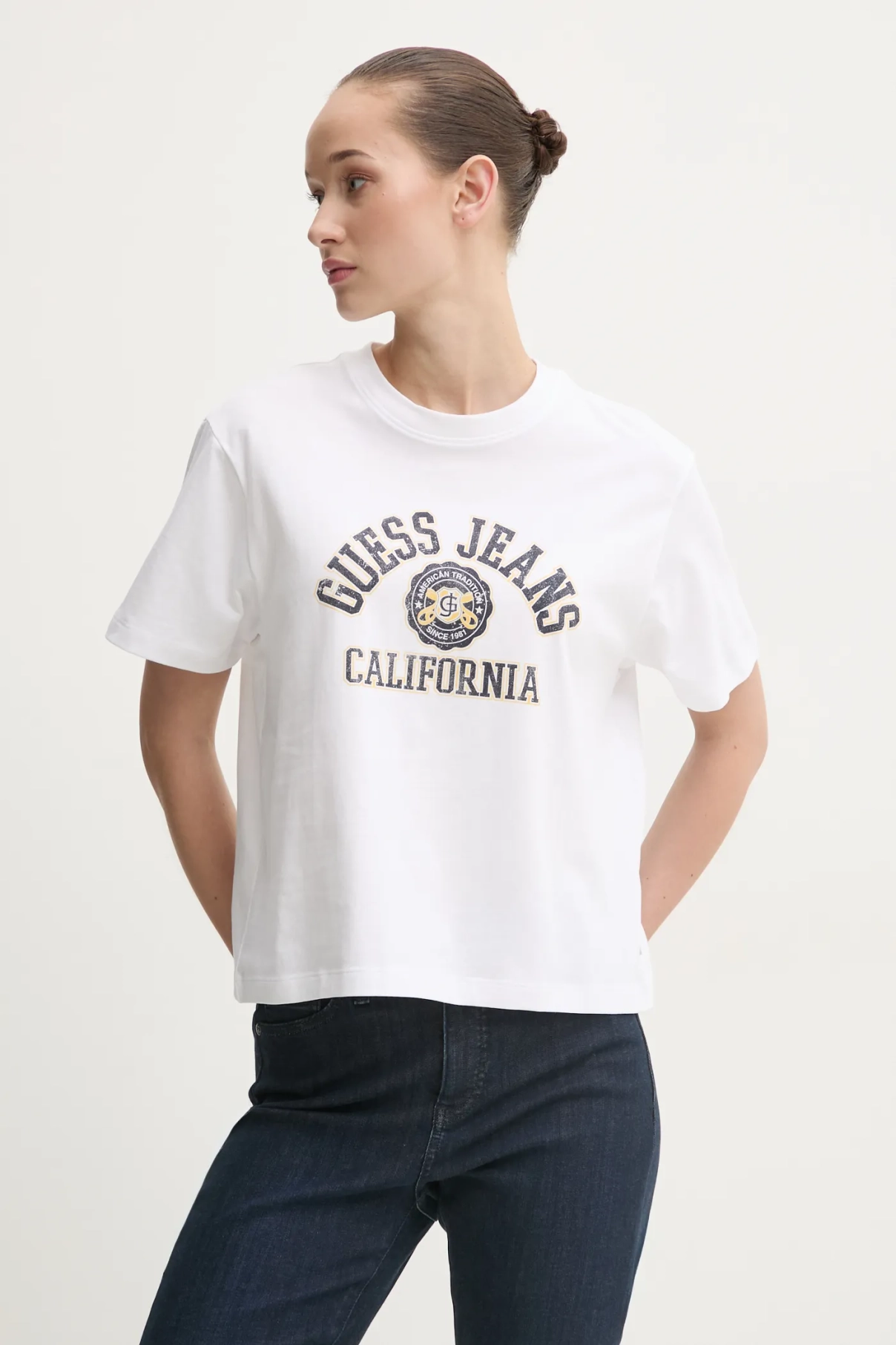 

Хлопковая футболка Guess Jeans, белый