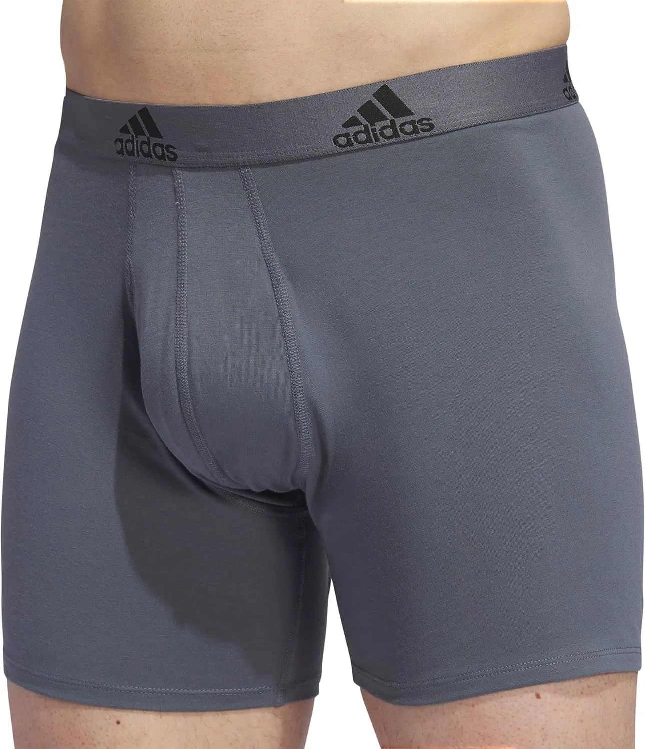 Боксеры, stretch cotton, Adidas, Оникс Серый/Черный/Серый — фото 2