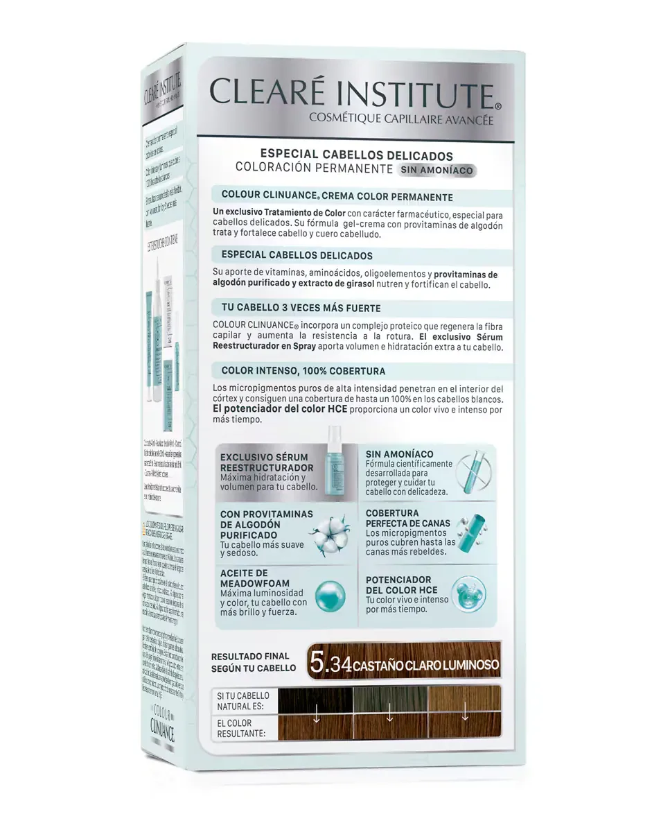 Постоянное окрашивание Colour Clinuance для нежных волос Clearé Institute, 5.34 Castaño Claro Luminoso — фото 2