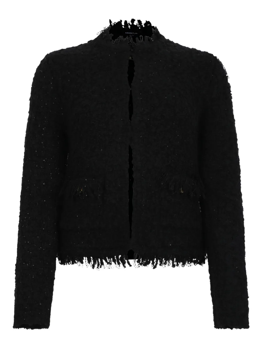 

Жакет из твида с необработанными краями Fabiana Filippi, черный