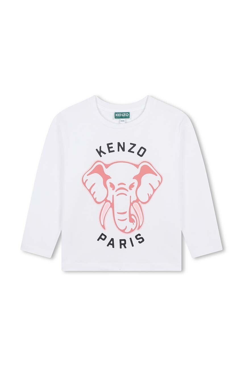 

Хлопковая футболка Kenzo Kids с длинными рукавами для мальчиков, белый