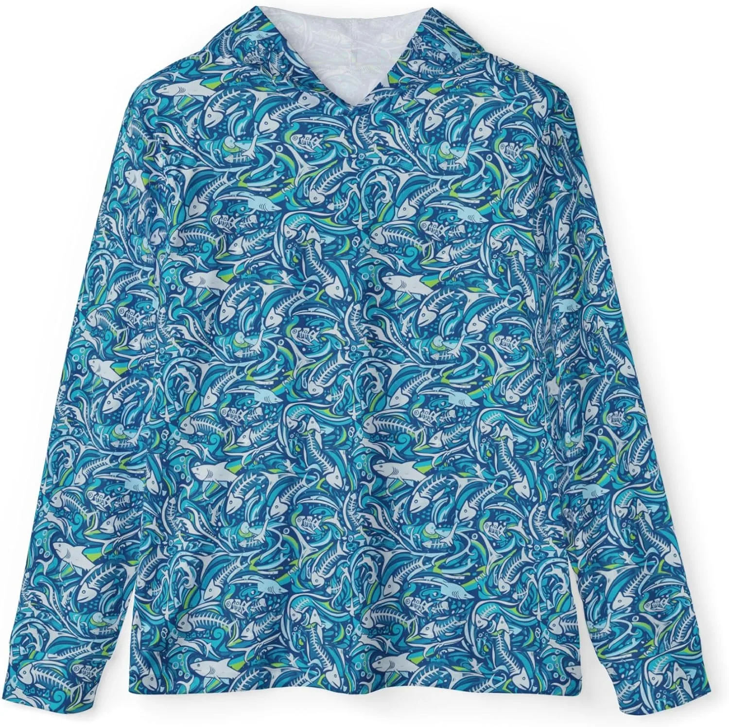 Generic Худи с синим абстрактным узором в виде завитков All Over Print Athletic Pullover