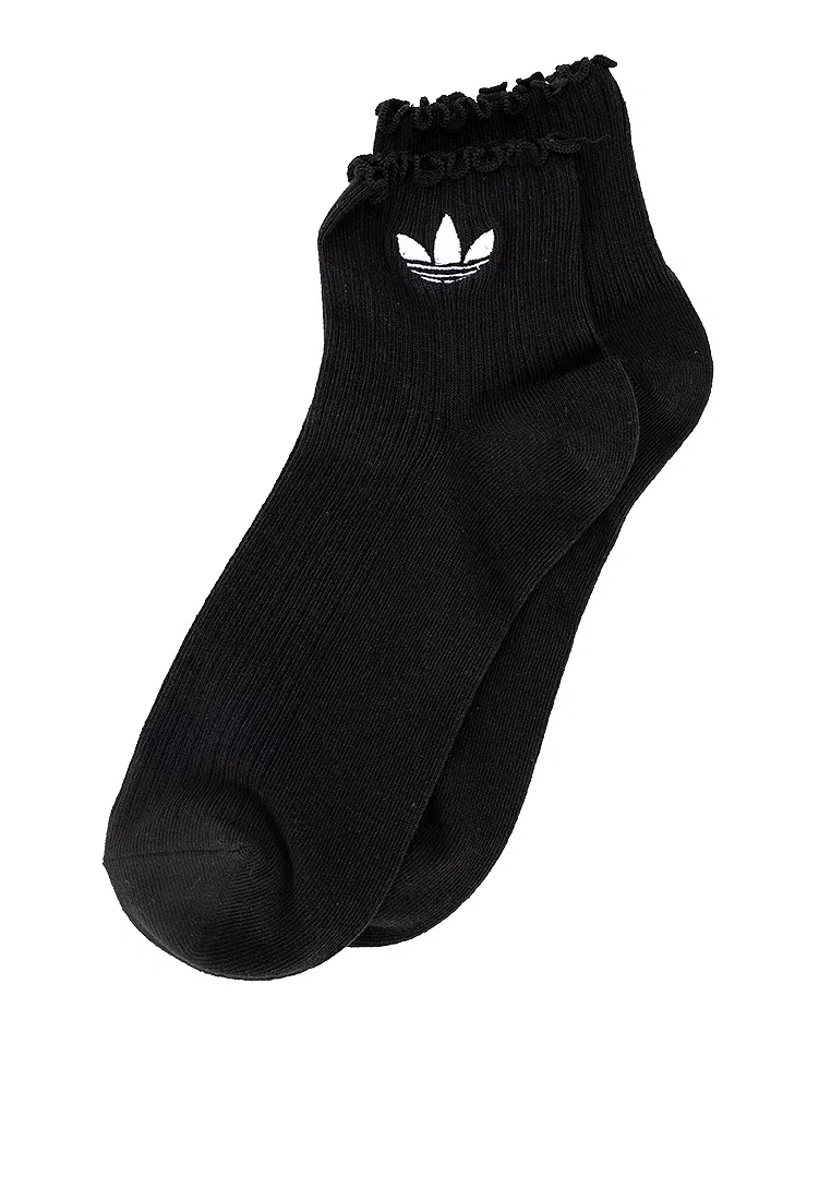 Носки женские, с оборками, Quarter Socks Adidas, белый/черный — фото 2