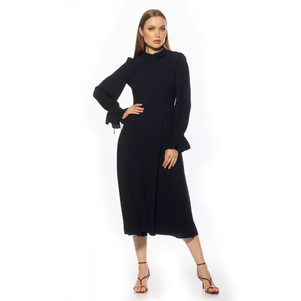 

Женское платье миди с воротником, облегающее и расклешенное Alexia Admor, синий