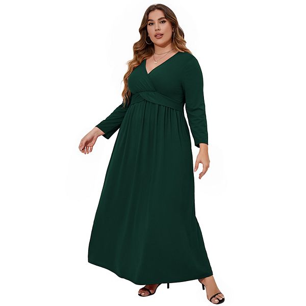 

Платье макси с длинным рукавом для женщин Plus size Seoria, Dark Green