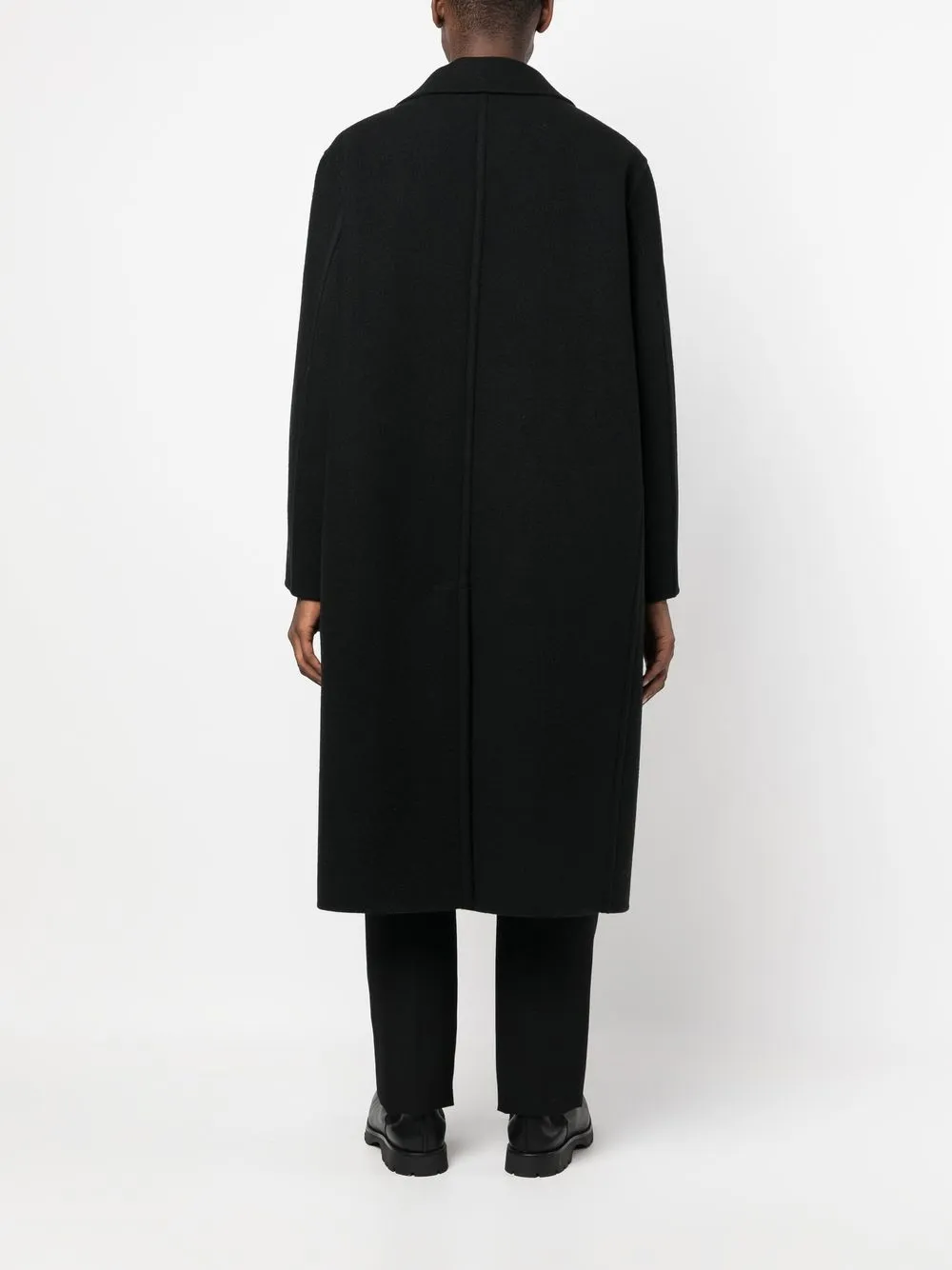 Двубортное пальто из необработанной шерсти JIL SANDER, черный — фото 4