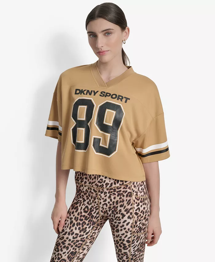 

Женская укороченная сетчатая университетская майка DKNY, коричневый
