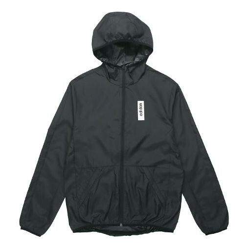 

Куртка adidas Casual Sports hooded Windproof Woven Jacket Black, черный
