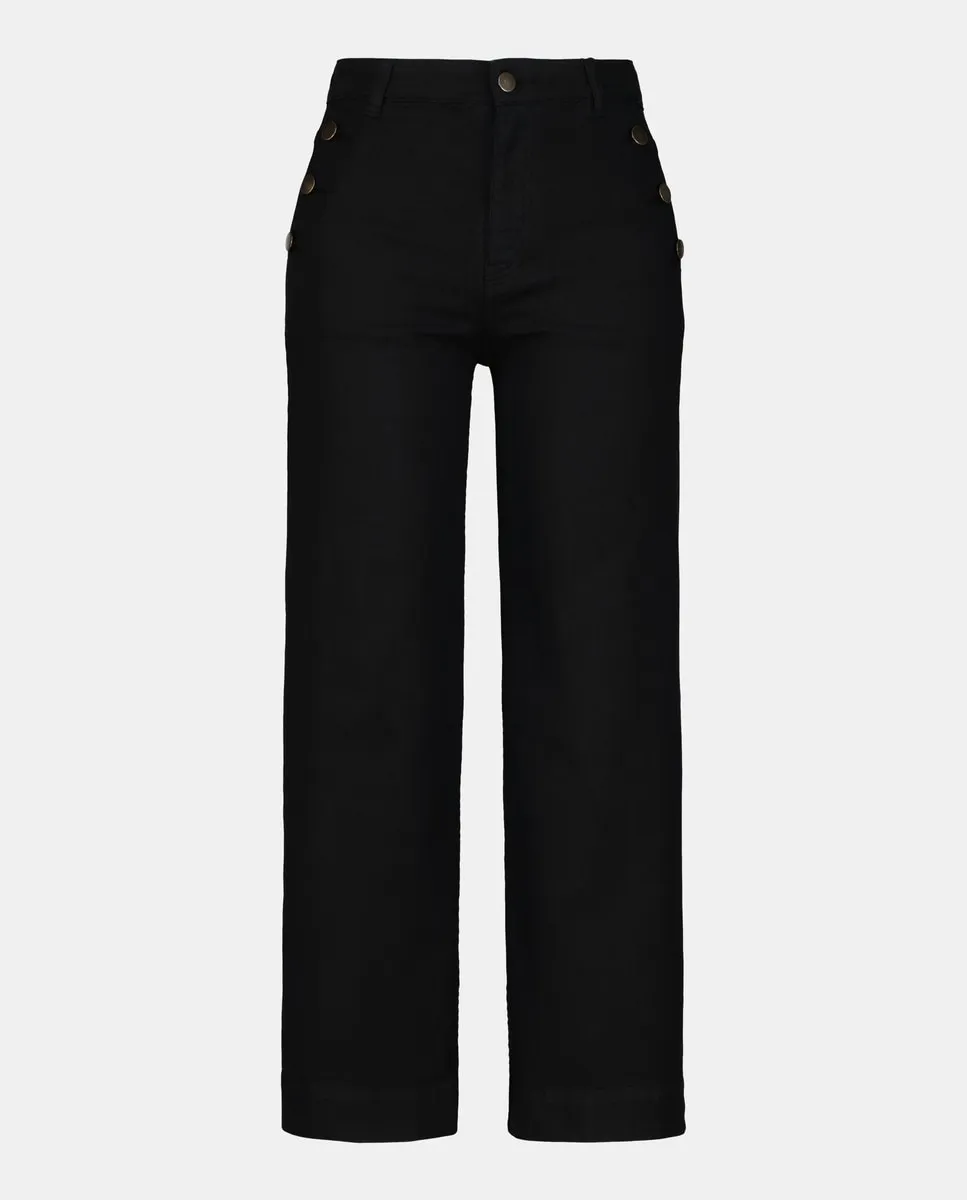

Женские укороченные широкие джинсы с пуговицами Easy Wear, черный