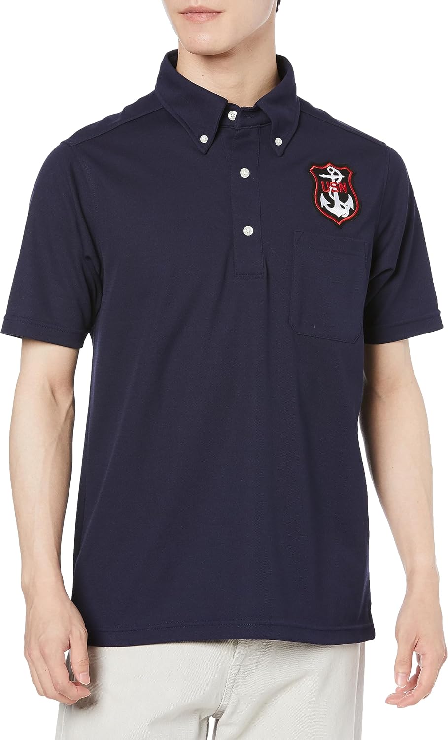 

Поло-рубашка с коротким рукавом и влагоотводящим эффектом, карманами и пуговицами, модель F-SD021123, с гербом армии США, темно-синяя F-Style