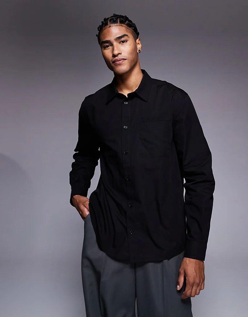 

Свободная рубашка ASOS DESIGN с карманами черного цвета