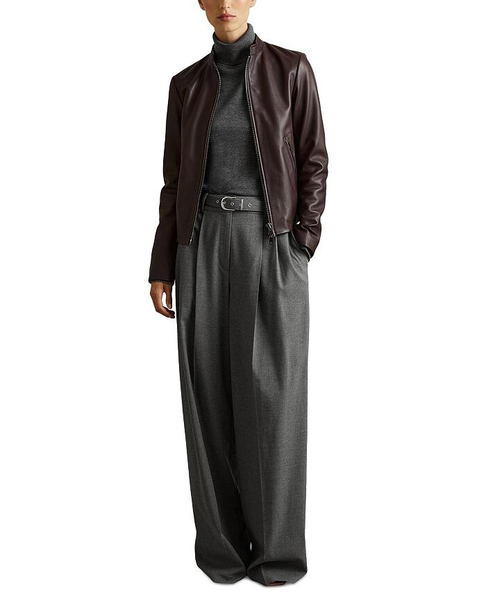 

REISS Macy Мериносовый свитер с высоким воротником, серый