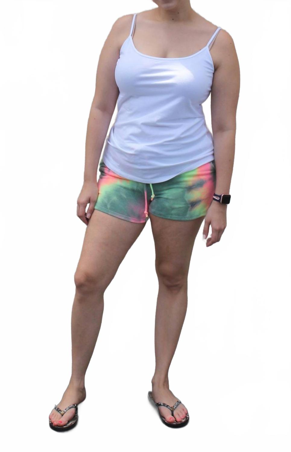 

Тай-дай вязаные шорты в зелено-фуксиевом цвете HEIMISH USA