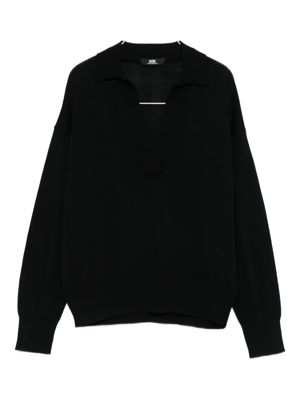 

Свитер с V-образным вырезом и воротником поло Alpha Studio, черный