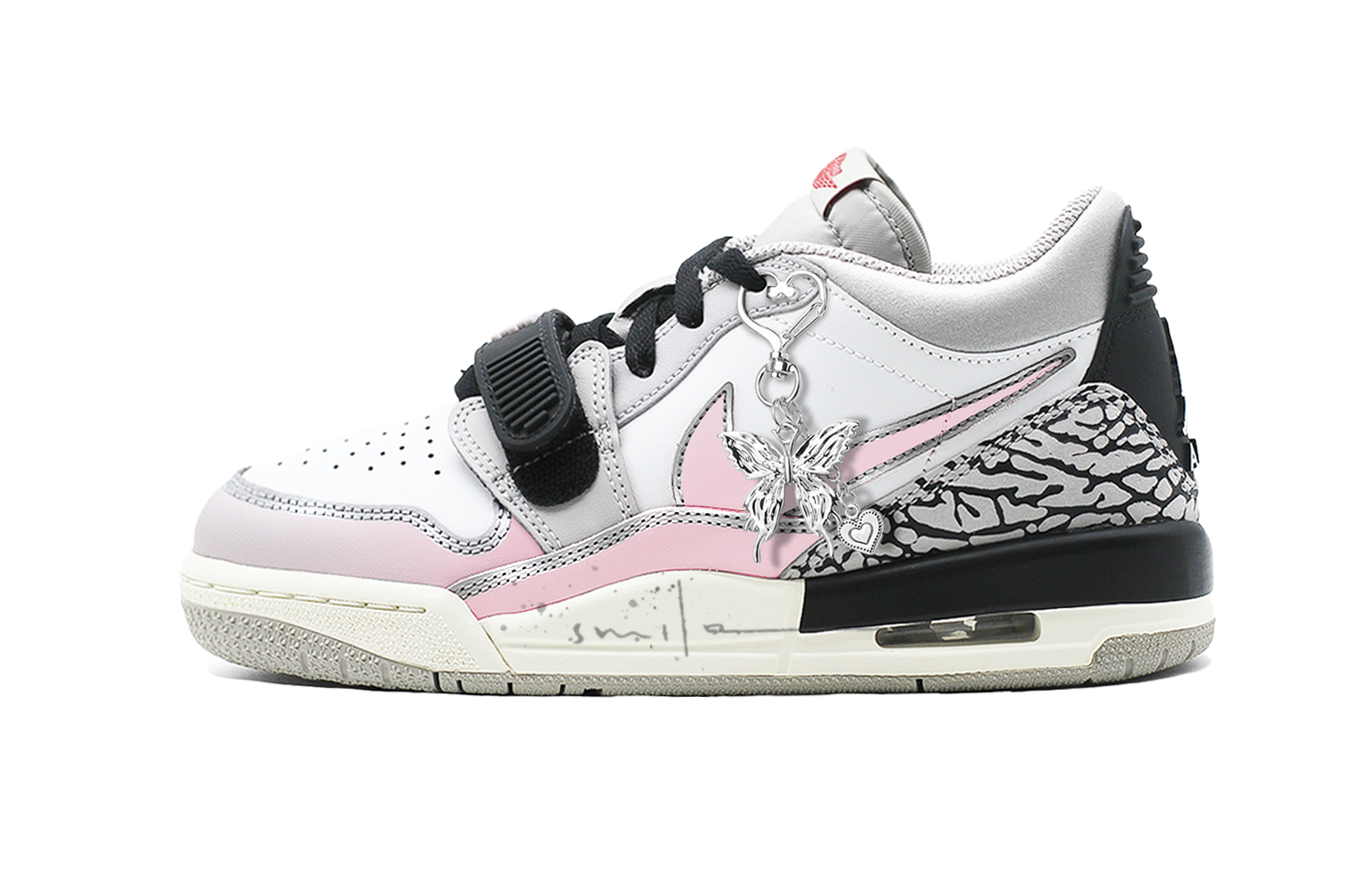 

Jordan Legacy 312 Low Leather Cushioning, Wear Resistant Low top детские баскетбольные кроссовки Silver Pink для подростков