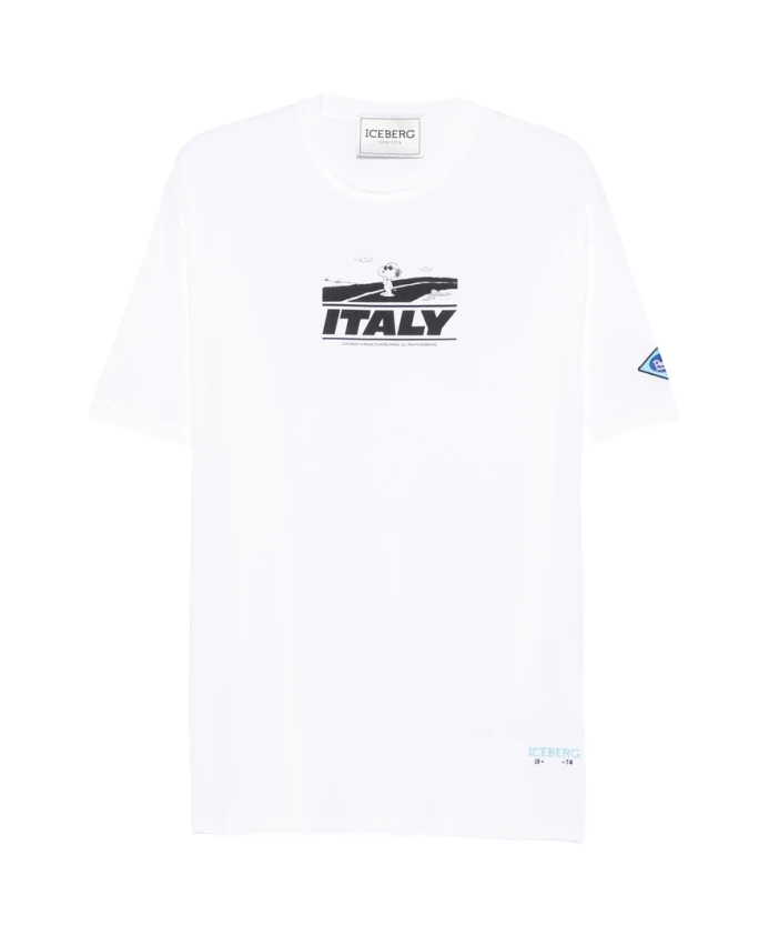 

Хлопковая футболка с круглым вырезом и графическим принтом Iceberg, белый